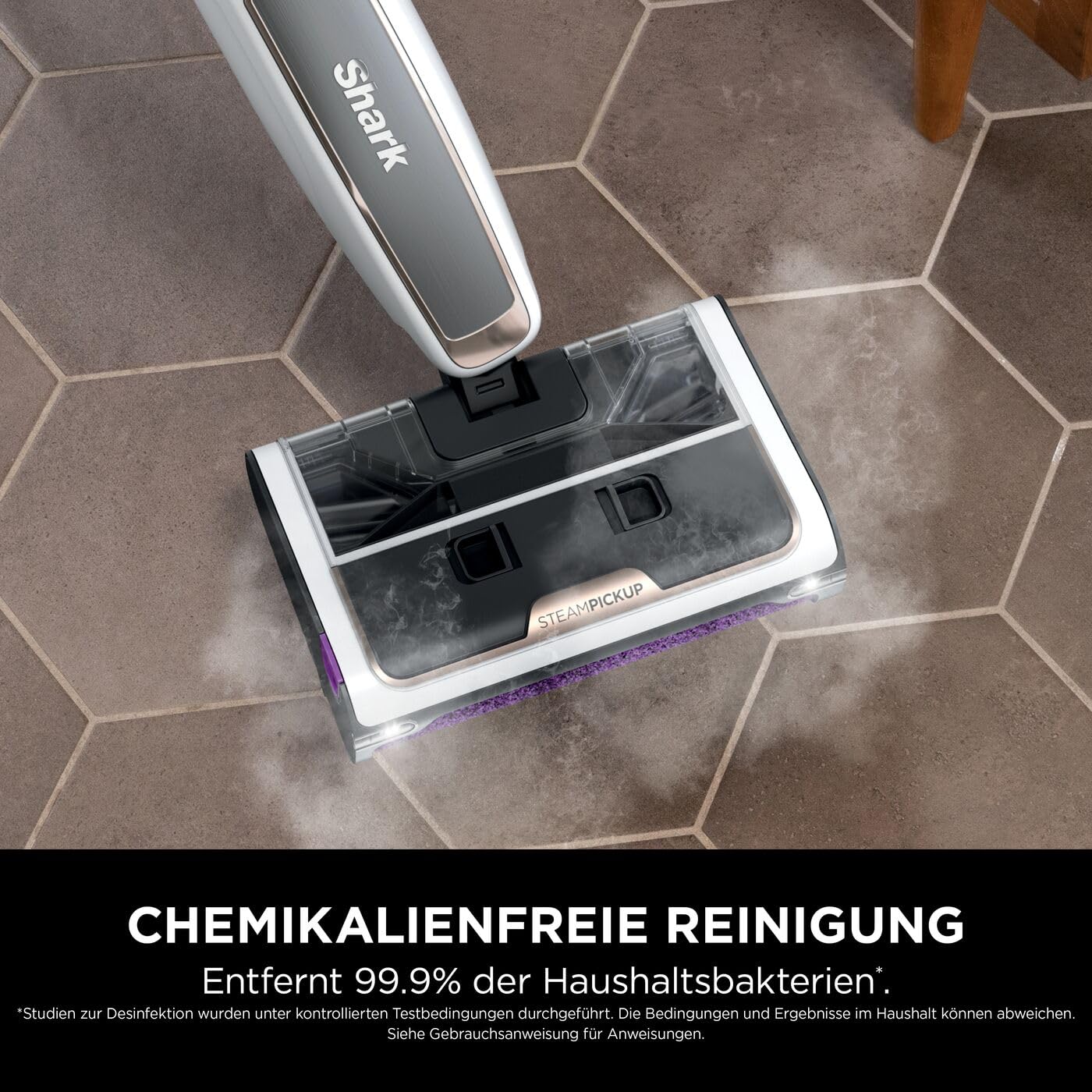 Shark SteamPickUp 3-in-1-Dampfreiniger, hygienische Reinigung mit Dampf für harte Böden, chemiefrei, 420ml Fassungsvermögen, Extra-Bürstenrolle, Aufbewahrungsstation, Bürstenrollenhalter, Weiß SD200EU