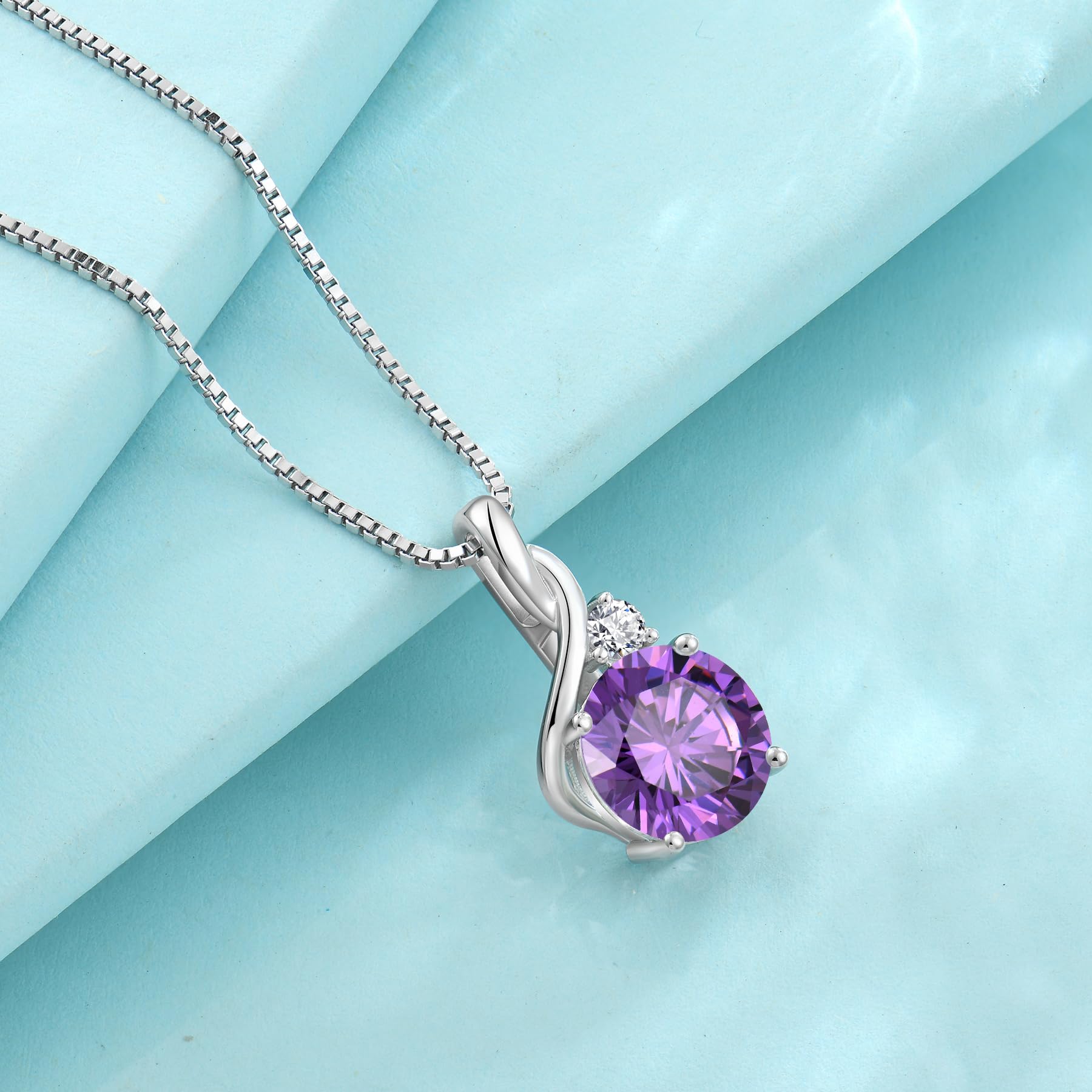 FJ Collar para Mujer Plata de Ley 925 Colgante Piedra de Nacimiento Joyas Regalos para Mujer Esposa Mamá