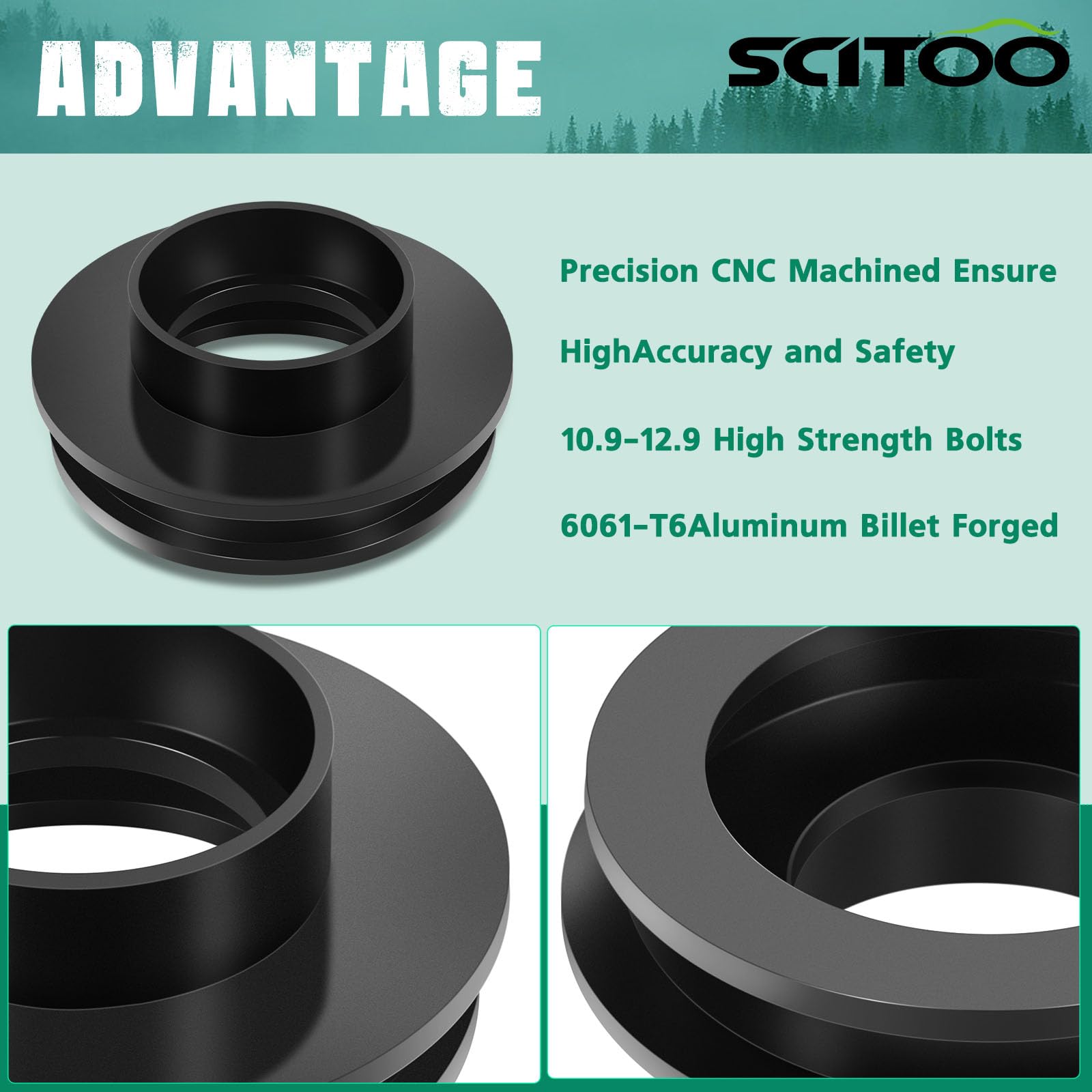 SCITOO Soulève les entretoises de suspension avant de 6,3 cm pour kit de levage de nivellement complet Ram 1500