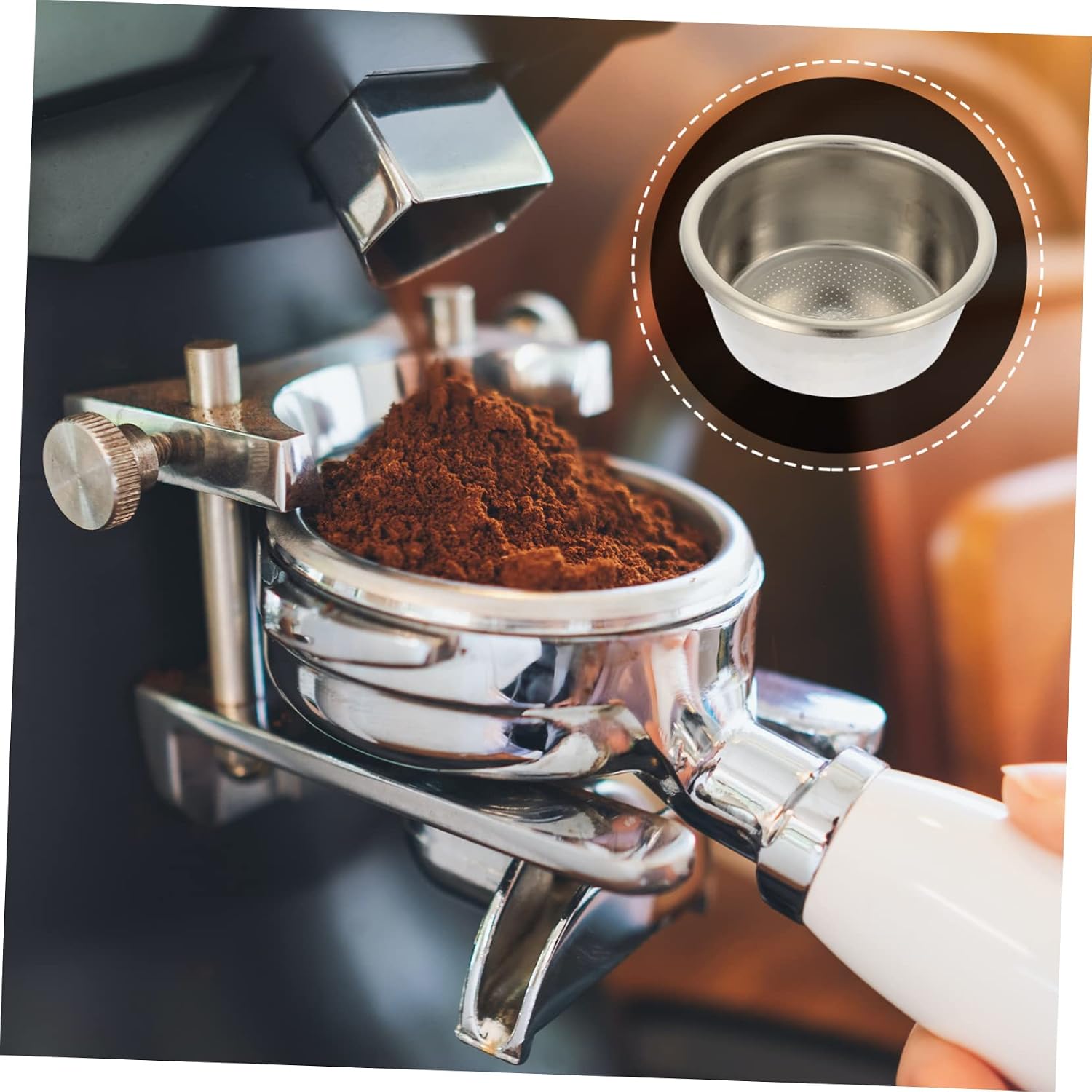 Stainless Steel Espresso Filter Basket Dual-serve Coffee Machine Accessory Fine Coffee Powder Strainer for Enhanced Flavor Reusable Multi-holes Design