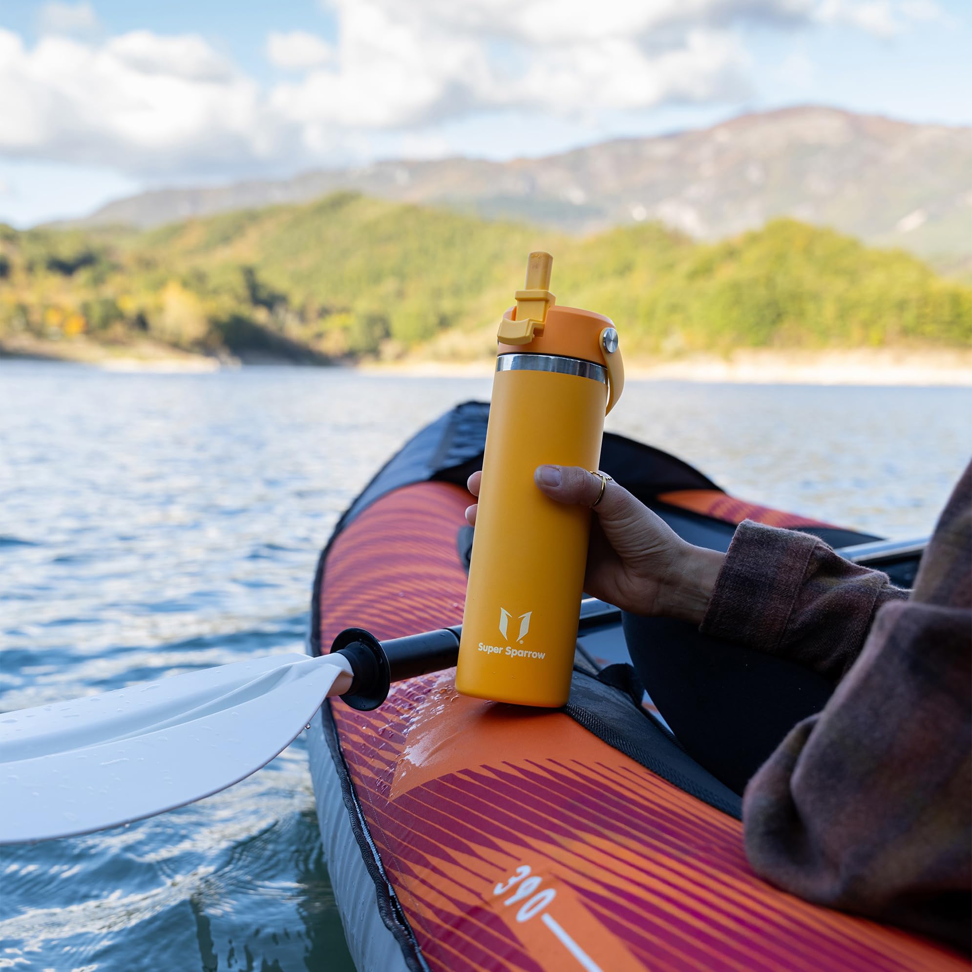 Super Sparrow Borraccia Termica - 500ml/750ml/1L/1.2L - SwivelSip Bottiglia Acciaio Inox - Senza BPA Borracce Termiche, Borraccia con Cannuccia Ergonomica per Scuola, Sportiva, Campeggio, Palestra