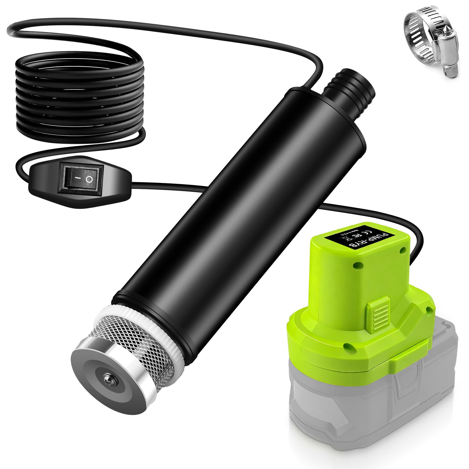 Water Pump for Ryobi 18V Battery, 500GPH Submersible Pump/Dirty Water/Suction/Flat Water,for Pool,Garden Irrigation,Car Wash,Puddle,Camping,Cellar(No Battery)