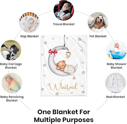 Miniatura 82 de Manta de bebé personalizada para niñas, manta de bebé personalizada con nombre, súper suave, mantas personalizadas con nombre para niños, mantas