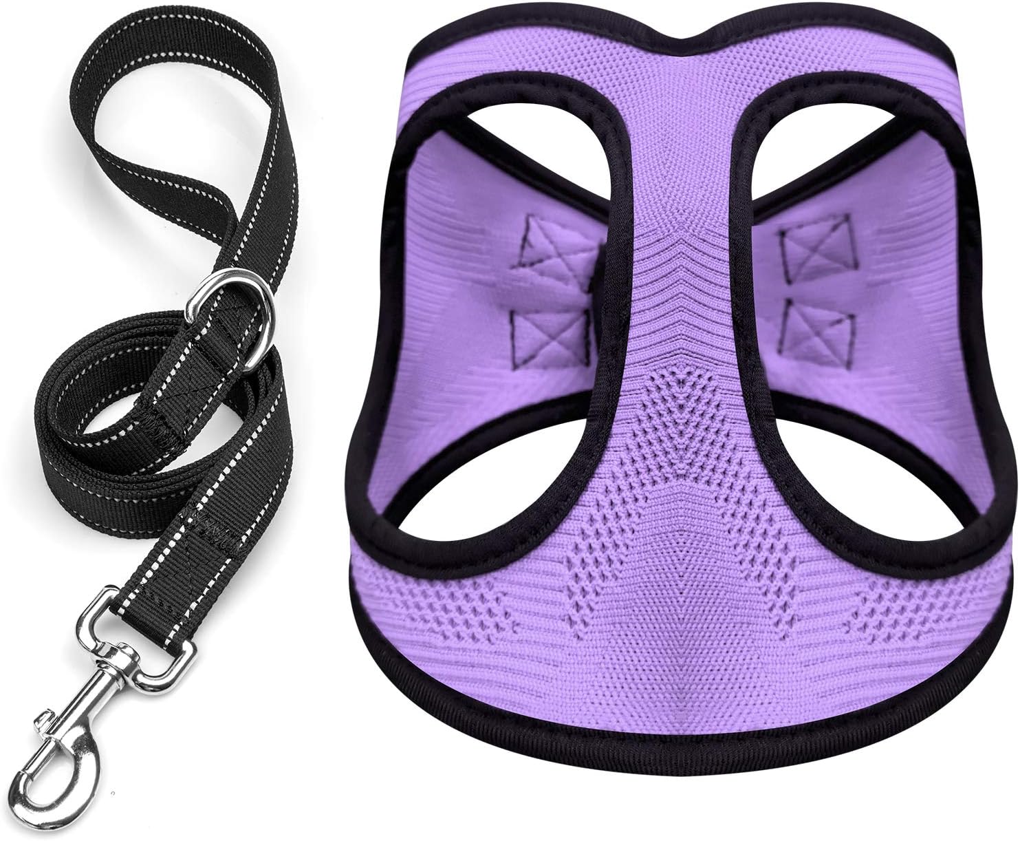 KORIMEFA Pet Supplies Soft Dog Harness Innovative Mesh No Pull No Choke Design Breathable Vest with Leash Easy Control Quick-Release Buckle for Puppies Small Medium Dogs(Purple, M)
