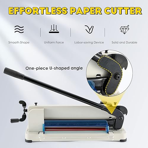 Miniatura 3 de CGOLDENWALL Cortador de papel resistente A4 Cortador de guillotina de papel de 12 pulgadas, máx. 400 hojas, precisión de corte de 0.001 in, adecuado