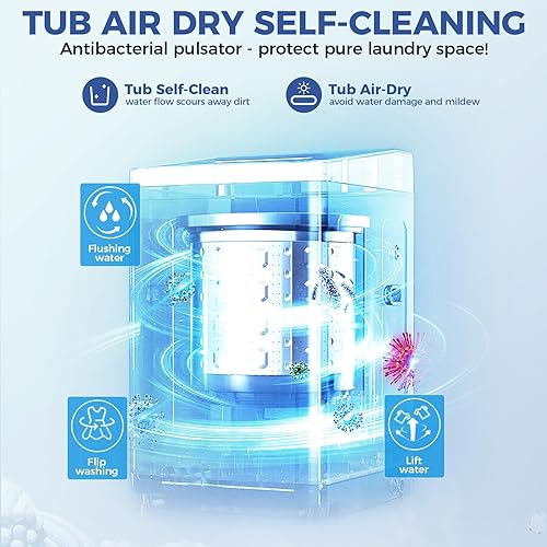 Miniatura 8 de Nictemaw Lavadora portátil, capacidad de 13.5 libras, lavadora portátil totalmente automática, combo de lavadora y secadora de 1.8 pies cúbicos con