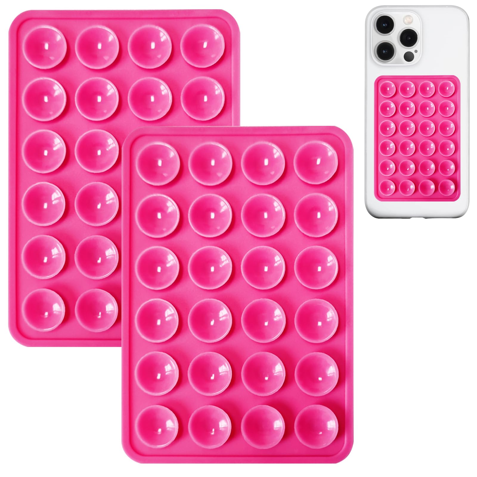 2 Pack Silicone Case Suction Phone Case Mount, Non Slip Sticky Phone Grip for Cellphone, Silicon Adhesive Suction Cup Phone Mount, Strong Grip Holder for Selfies & Videos (Rose)-image-32