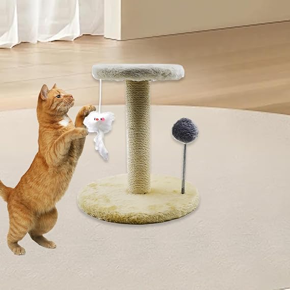 Cat Tree Tower - Large Climbing Furniture, Sturdy Scratch Construction | Indoor Cat Activity House, Interactive Pet Playground Stand, Multi-Level Perch with Feather Spring Ball Tilt Protection
