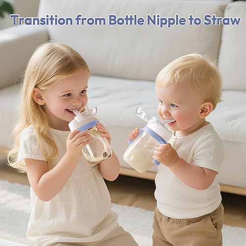 Miniatura 4 de NCVI PPSU - Vaso para sorber de paja de leche a prueba de derrames, para niños pequeños de 1 a 3 años, botella de agua ligera para entrenamiento