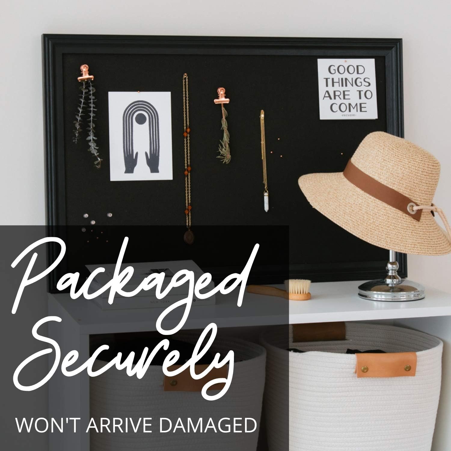 SKL Products Black Cork Board - 30" x 20" Large, Framed Bulletin Boards for School, Home, Kitchen & Office Walls : Office Products