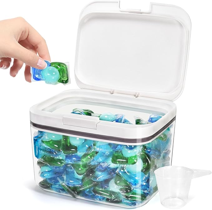 Pensino Laundry Pods Container Holder with Lid, Laundry Room Storage