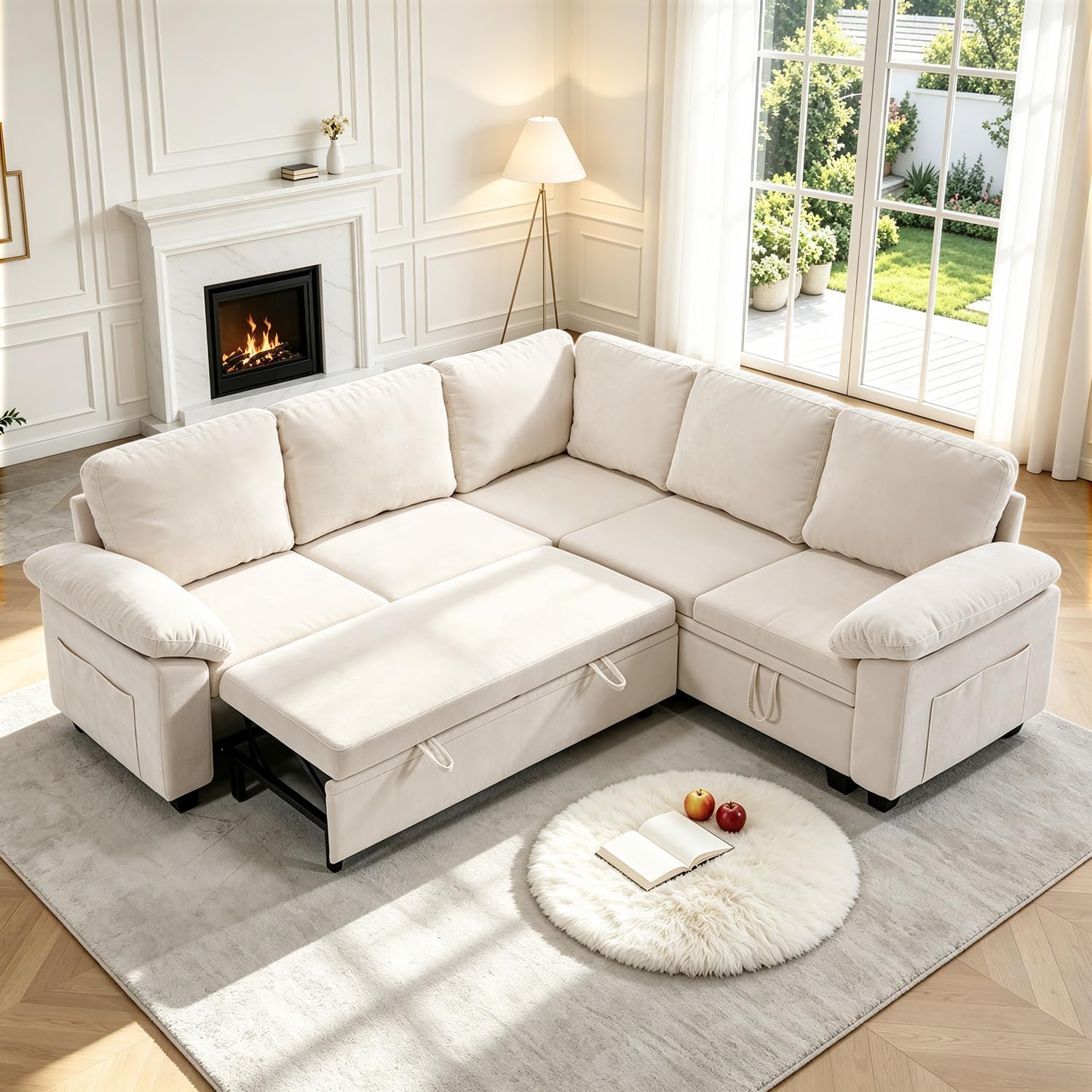 85-Inch Modular Sectional Sleeper Sofa with Storage
