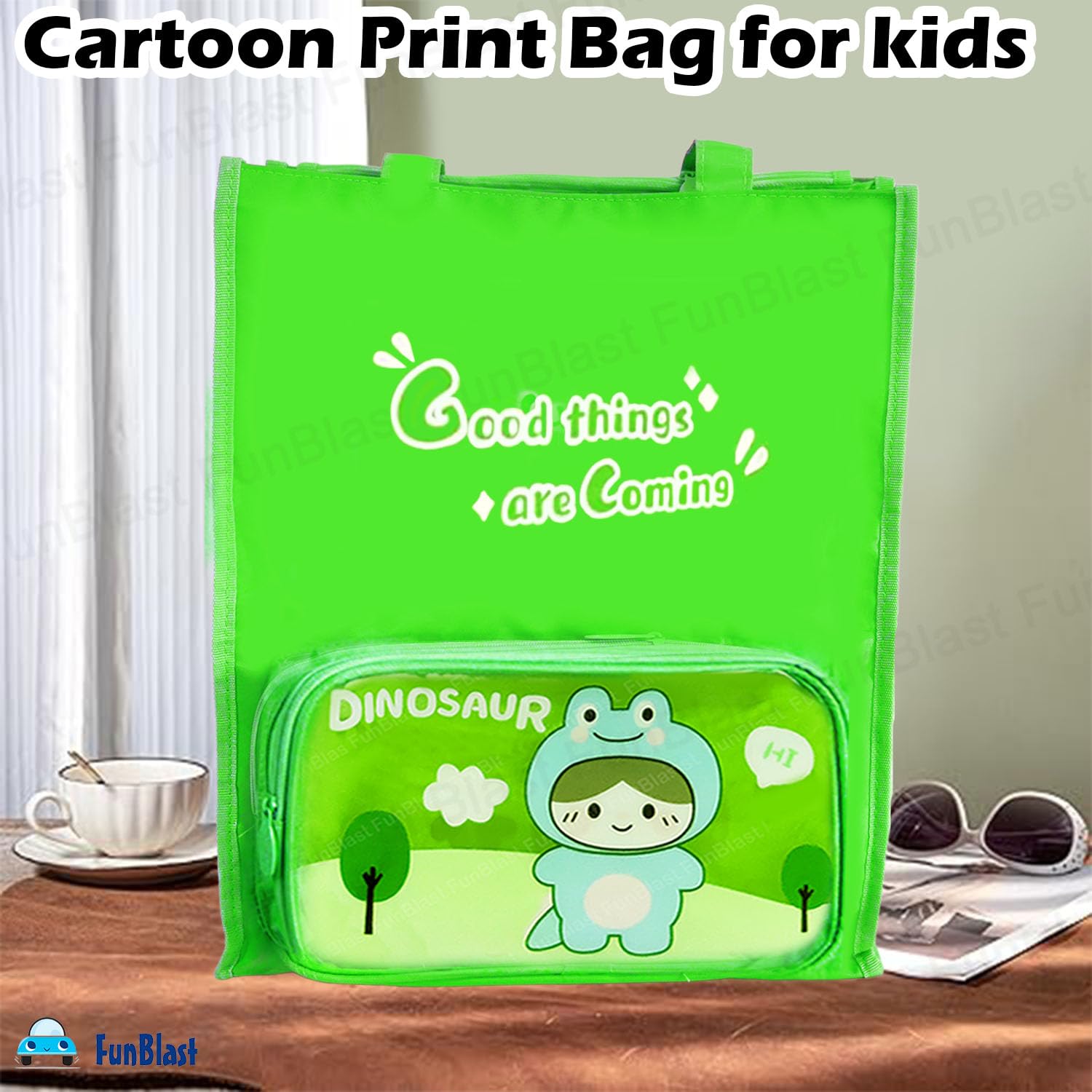 FunBlast Hand Bag for women – Multi-Purpose Canvas Carrying Bag, Shopping & Lunch Bags with Handle Strap, Water-Proof Reusable Bag (Green) 3