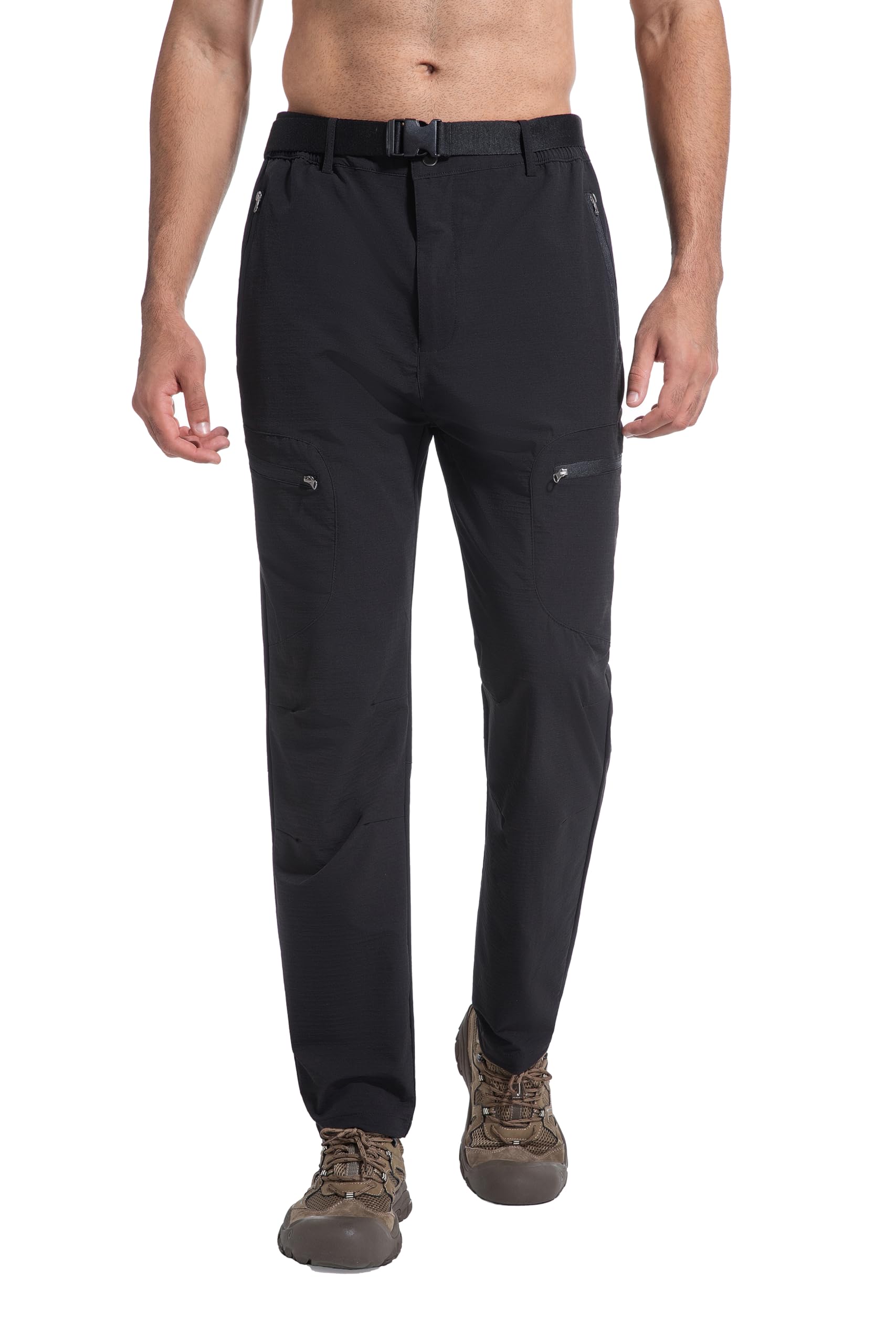 W JIANWANG Wanderhose Herren Outdoorhose mit Gürtel – 4 Reiß