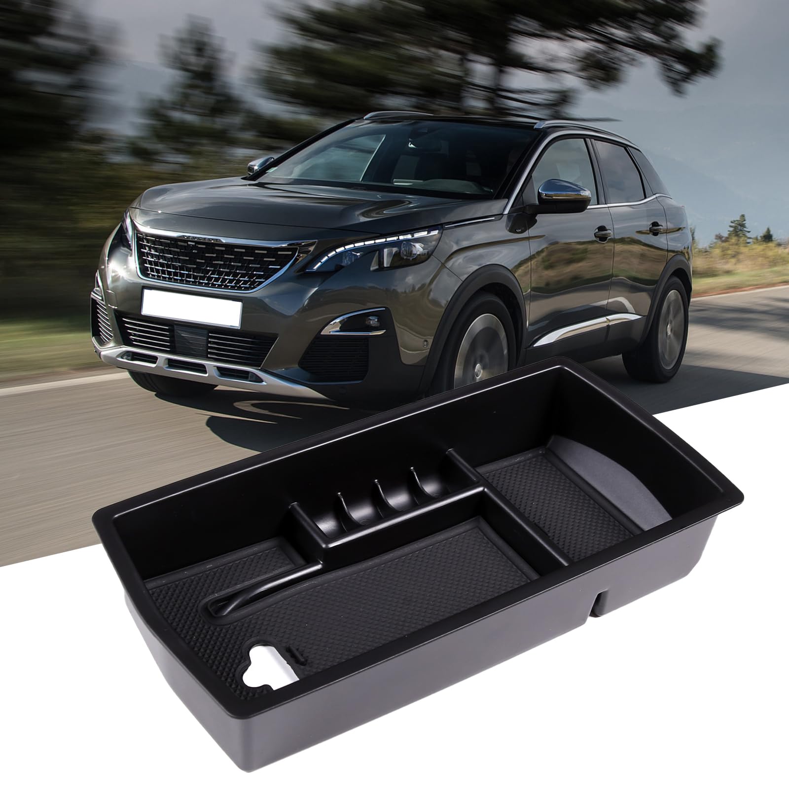 DIYUCARCompatible With Peugeot 3008 GT 2016-2021Car Central Armrest Storage Box Center Console Organizer Storage Box Container Holder Tray