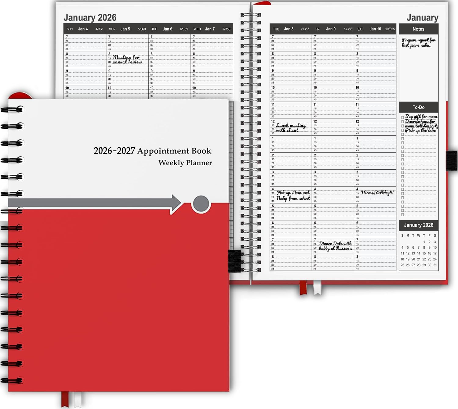 Appointment Book 2026 2027 Daily & Hourly 15 minutes, Schedule Planner Book by Strive Zen, HARDCOVER, Large, 8.5" x 11", Hourly, Weekly Planner, Monthly Planner, 18 Months, January 26 - July 27