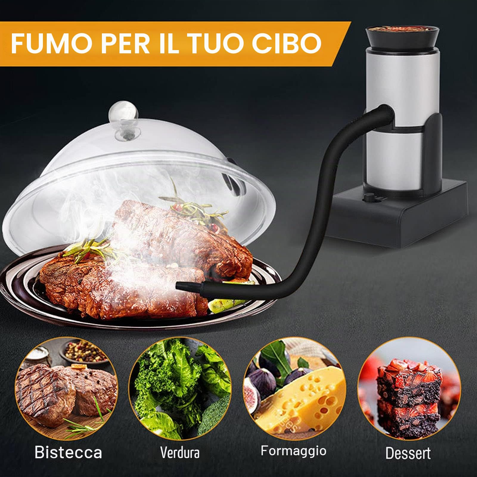 Kit per affumicatore per cocktail, affumicatore per alimenti portatile portatile per alimenti infusore per fumo con accessori per pesce, frutti di mare, gastronomia molecolare, cocktail, noci, snack