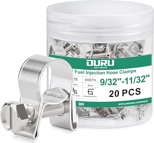 Miniatura 22 de Abrazadera de línea de combustible de acero inoxidable 304, 20 piezas ajustables de 19/32"-11/16" de diámetro (15-17mm), mini abrazaderas