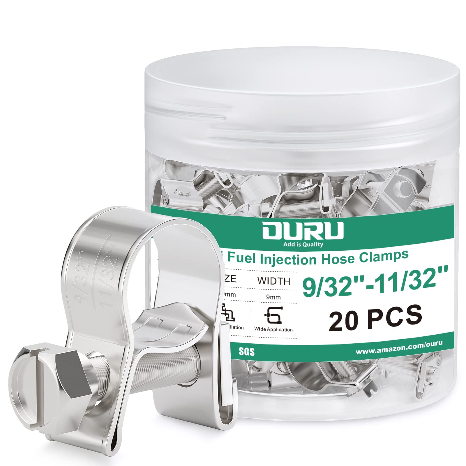 OURU 20PCS Fuel Line Clamp, Adjustable 9/32"-11/32" (7-9mm)