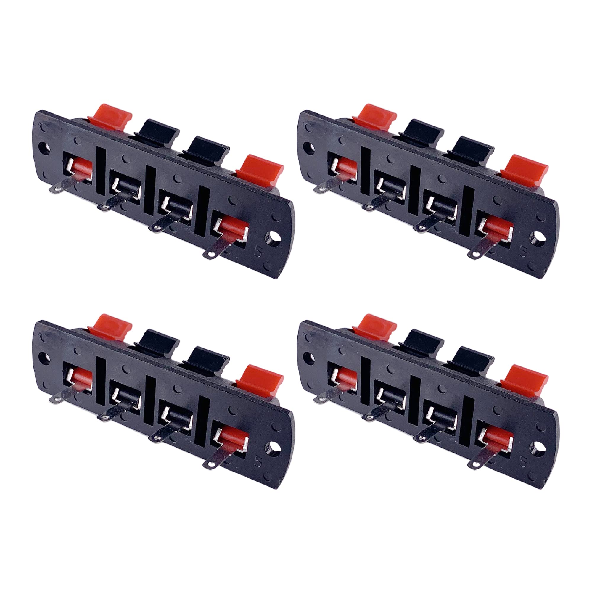 MX Mini 4 Way/Pole Loud Speaker Terminals Socket/Block/Connector with Red & Black Push Release/Insert Spring Loaded Mechanism (Size : Size: 6.5 x 2 x 2.5 cm : Pack of 4)-image-43