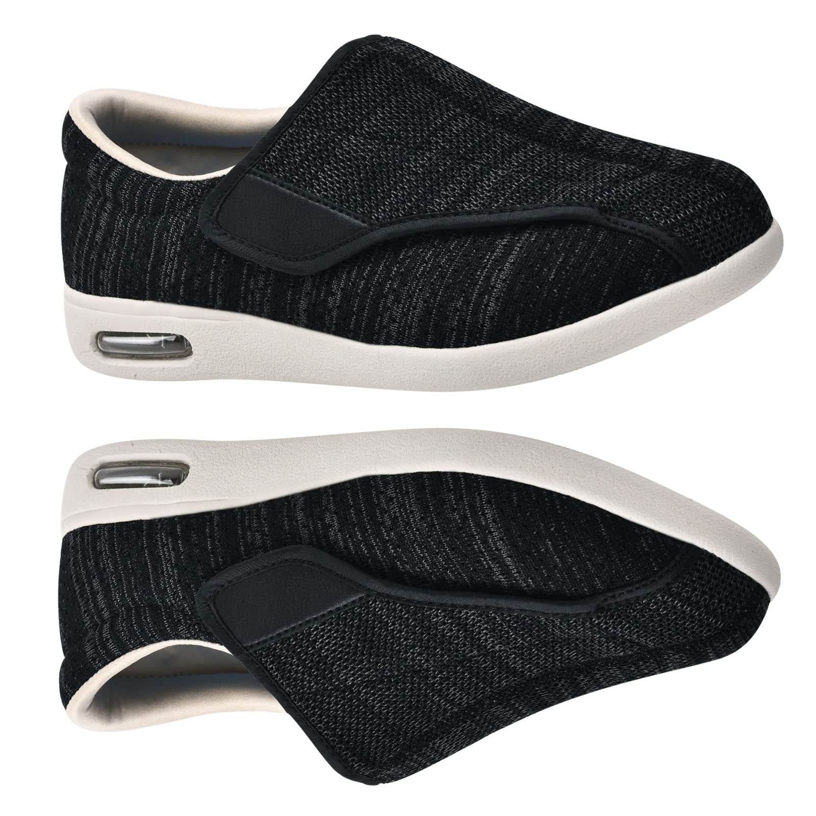 Aeho Men's Black Extra Wide Fit Diabetic Shoes For Orthopedic Slippers Adjustable Slip On Walking Sneakers For Swollen Feet Plantar Fasciitis Flat Shoes Elderly Extra Wide Fit Shoes,,52 Eu