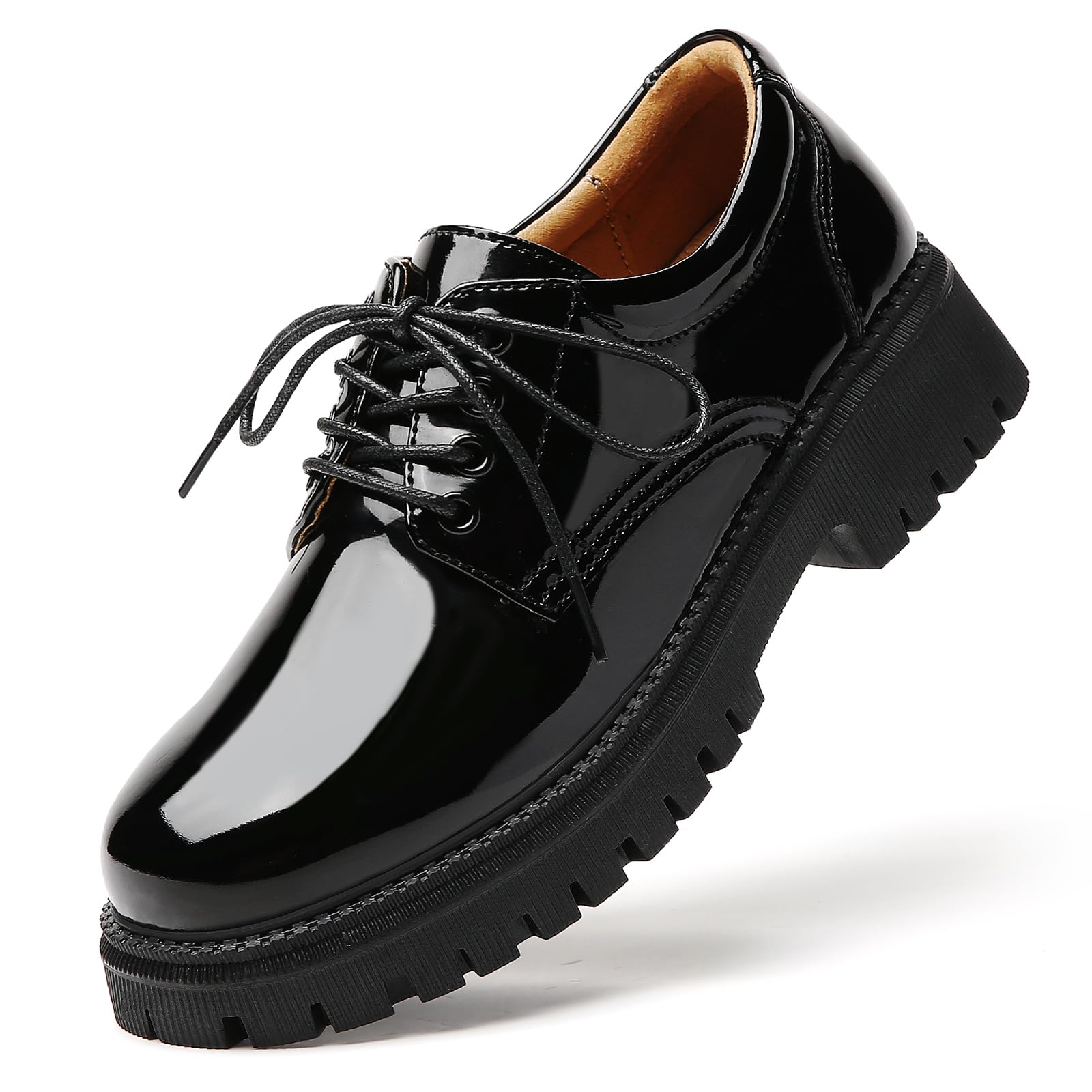 Women Oxford Shoe Black Oxford Shoes for Women Platform Womens Oxfords Shoes Women's Leather Comfortable Dressy Slip On Lace Up Casual Work Business Dress Office Oxfords Shoe-image-21