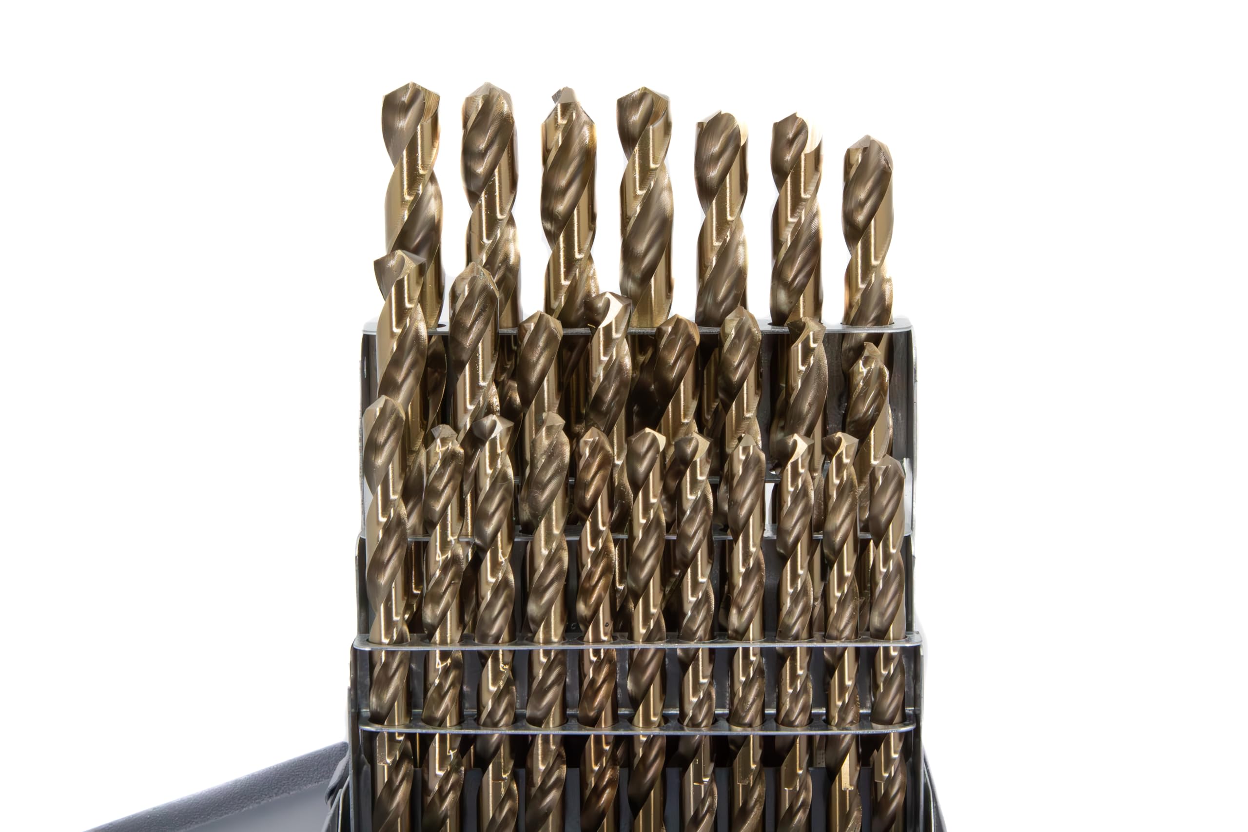 Drill America D/ASTCO Series - Juego de brocas para máquina de perforación de cobalto (26 - 60 piezas, 1/16" - 1/2", #1-60, A-Z), punto dividido de 135 grados, acabado en óxido de oro, vástago redondo, "A" - "Z", 1