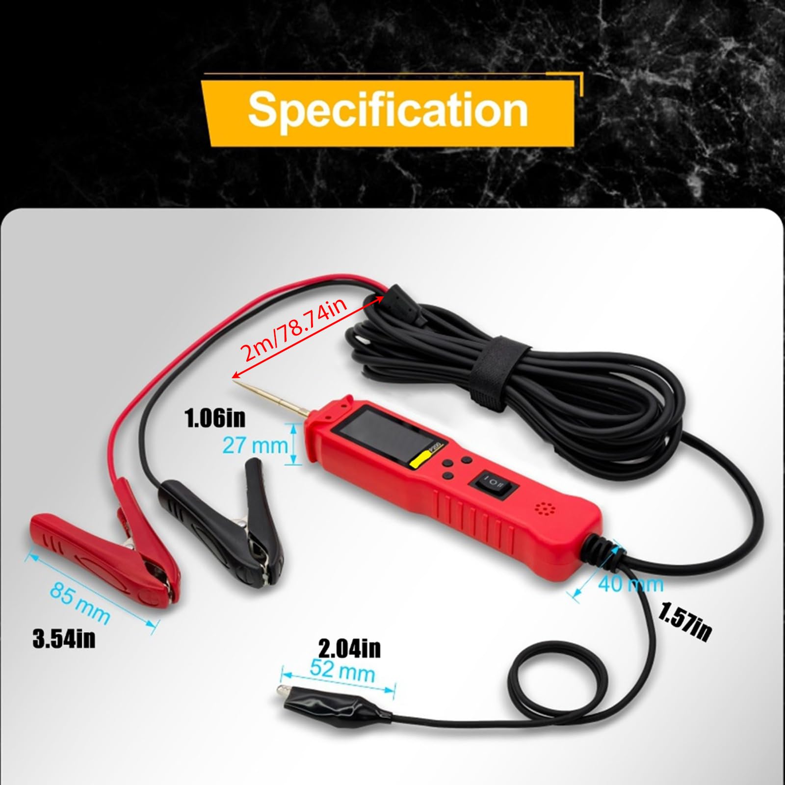 Probador Profesional De Circuitos Eléctricos Para Automóviles Prueba Continuidad Voltajes 12V/24V Circuitos Automotrices Con Cable 2M Continuidad Voltajes