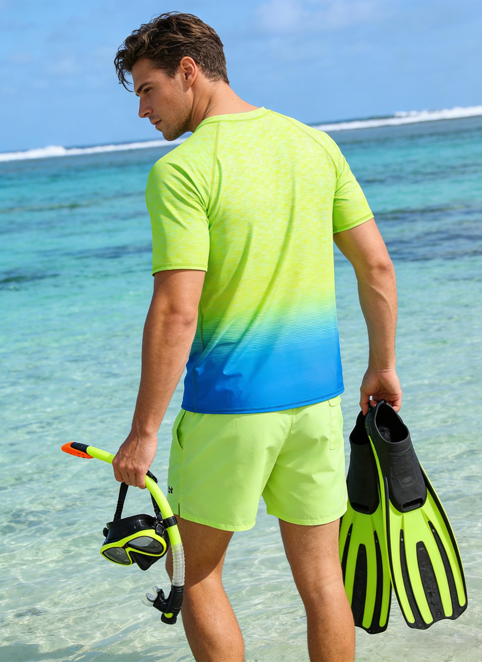 Fanient UV Shirt Rashguard Herren Schnelltrocknend Kurzarm Schwimmshirt Männer UPF 50+ Atmungsaktiv Shirts für Wasser Surfen Wandern