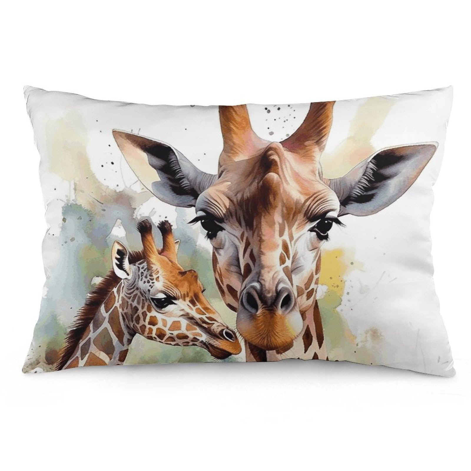 2 Pack Pillow Cases for Hair and Skin, Soft Breathable Pillow Case Covers with Hidden Zipper, Watercolor Deer Giraffe Pillowcase 20"x30" Pillow Covers for Sleeping Gift
