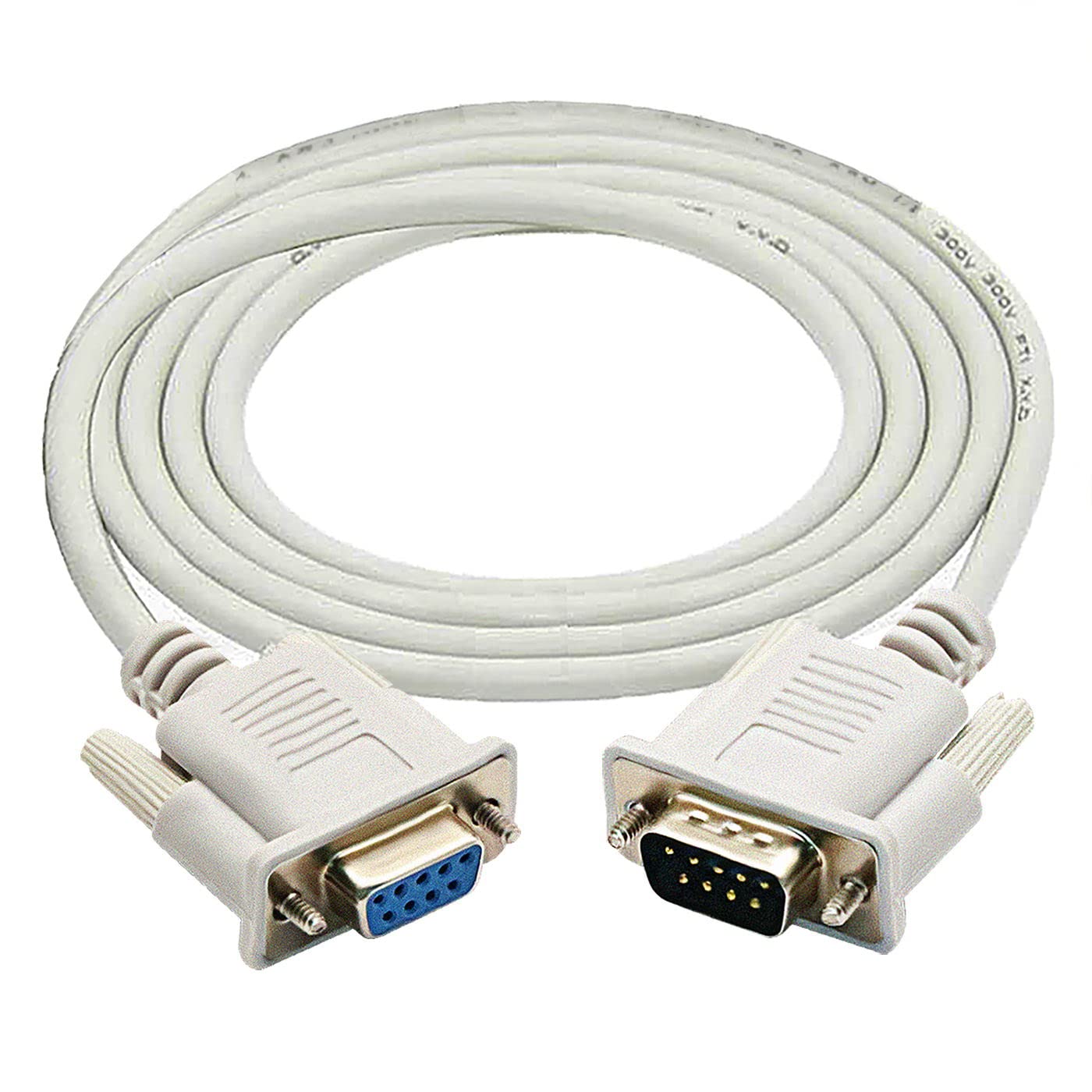 5ft/1.5m RS232 Cable， 3Pack White DB9 RS232 Male to Female Serial Cable Straight Through Adapter Wire for Connect Various Serial Interface Devices