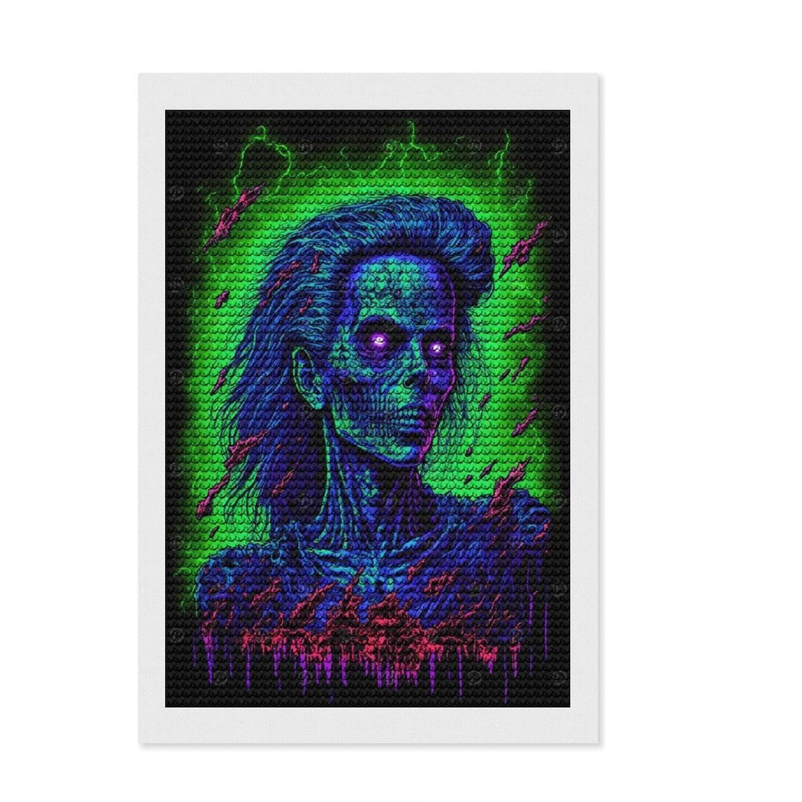 Junmoney Zombified Diamond Art Kit 8"x12", for Craft Lovers, Modern Decor, Calming Craft to Unwind, Birthday Gift, Easy to Enjoy
