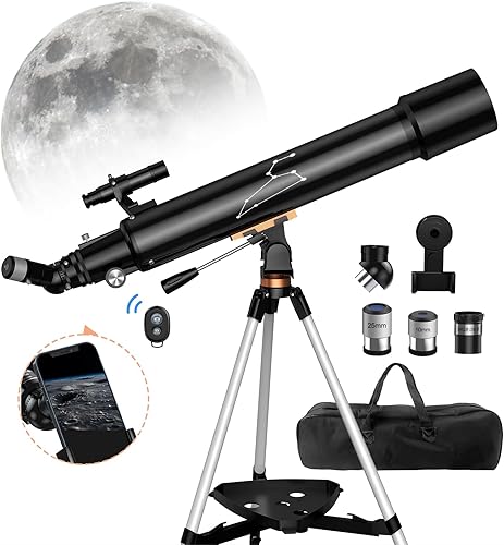 Telescopio, 3.150 in Apertura 31.496 in Telescopios para Adultos Astronomía y Niños y Principiantes, Telescopio Profesional de Refracción Portátil
