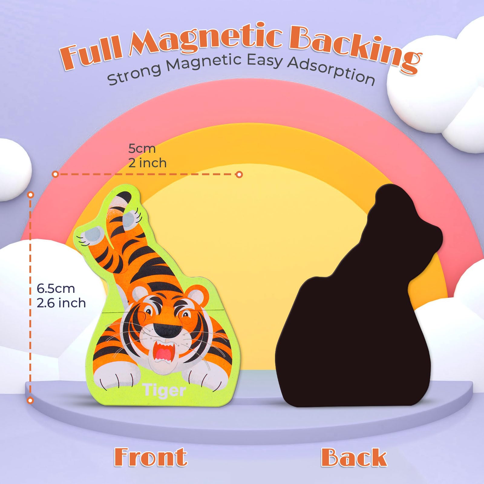 Fridge Magnets for Kids,Large Size Magnetic Animals,Puzzle Animal Magnets for Refrigerator Educational Toys Fridge Magnets Toddler Learning Toys(Puzzle Animals A) - Image 3