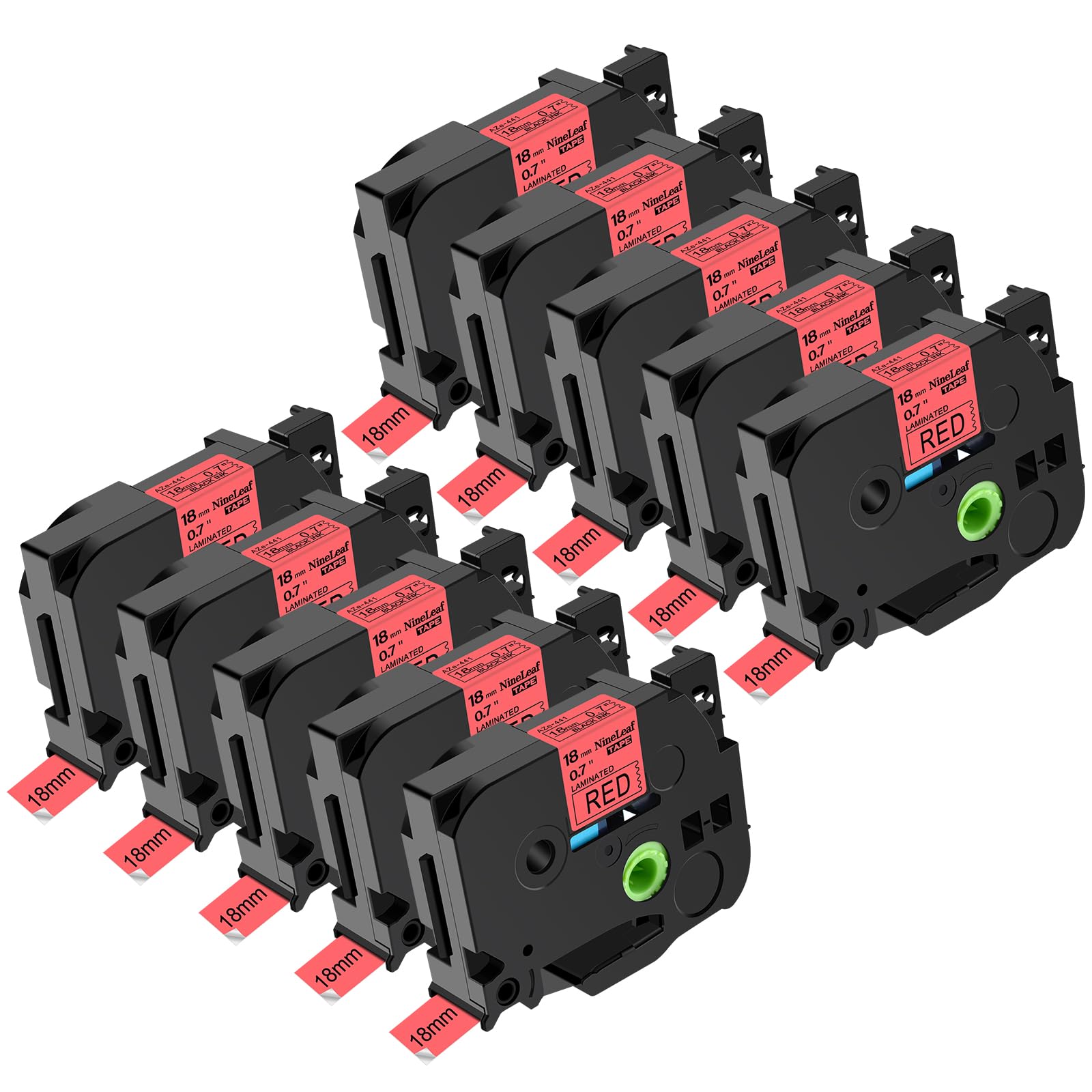 NineLeaf 10 Pack Black on Red Label Tape 3/4 inch 0.7'' Compatible for Brother TZ 441 TZ441 TZe 441 TZe441 use for P-Touch PT-D400 PT-D450 PT-D600 PT-P700 PT-P750W Printer