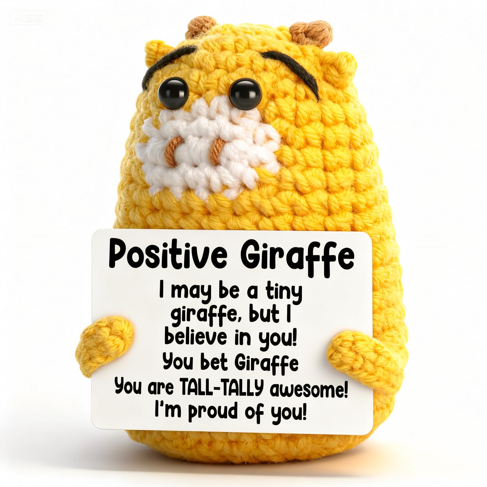 iewrtcin Funny Positive Giraffe Doll, Knitted Doll with Positive Card