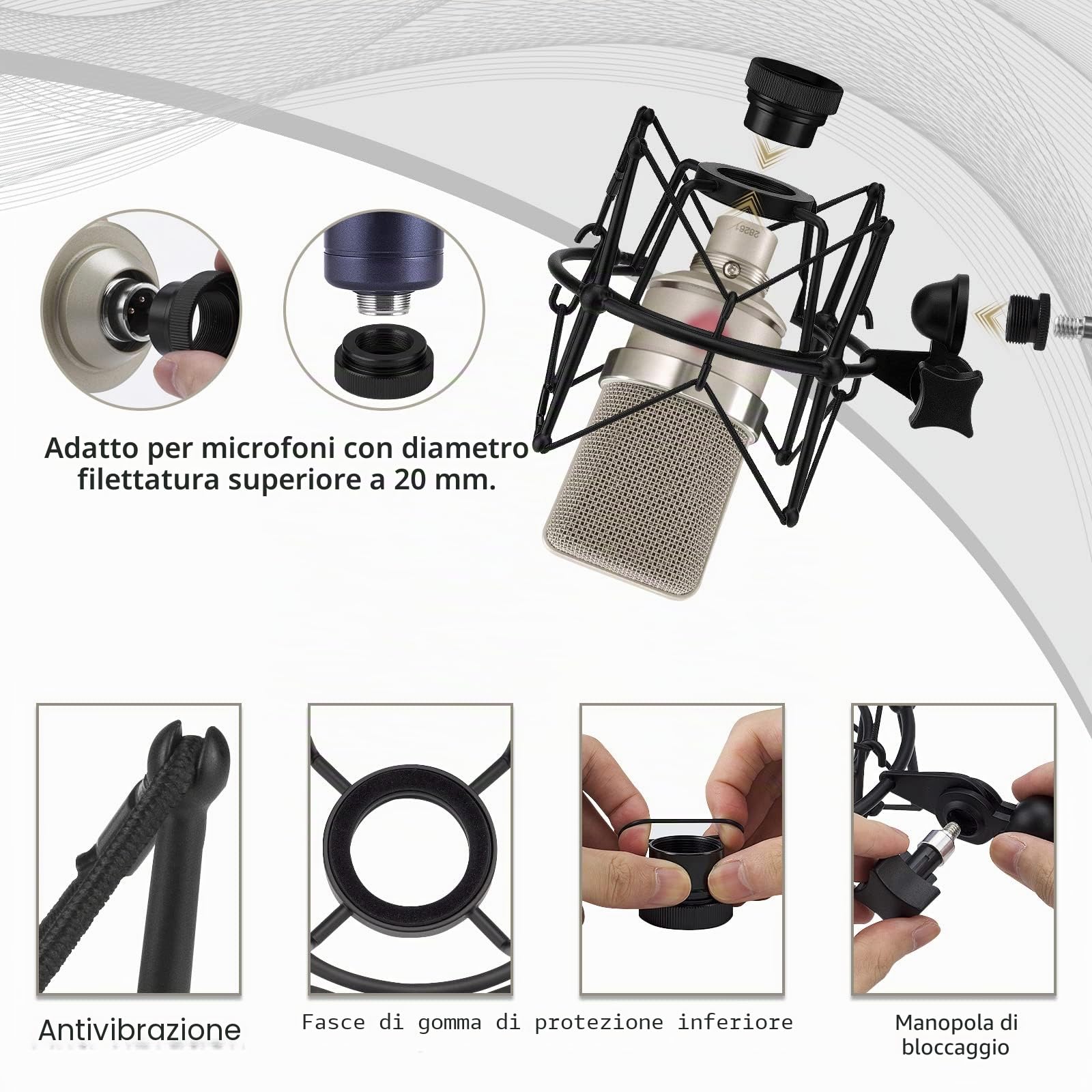 Geekria Supporto antiurto per microfoni Compatible con Neumann U87, TLM193, TLM127, M149, TLM102, TLM103, TLM107, antivibrazione