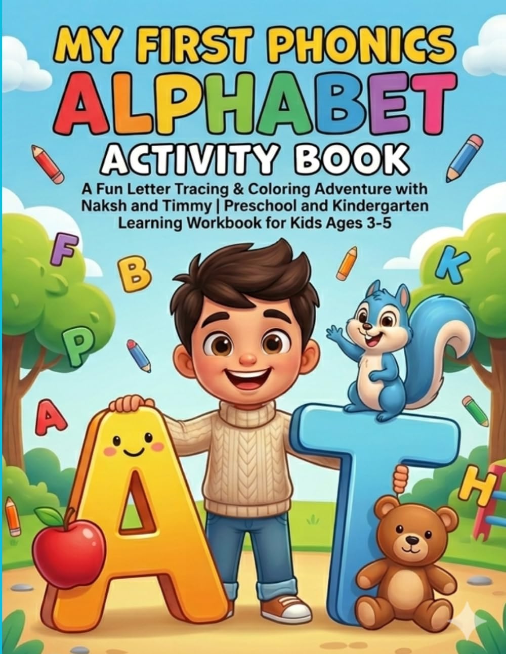 My First Phonics Alphabet Activity Book: A Fun Letter Tracing & Coloring Adventure with Naksh and Timmy | Preschool and Kindergarten Learning Workbook for Kids Ages 3-5