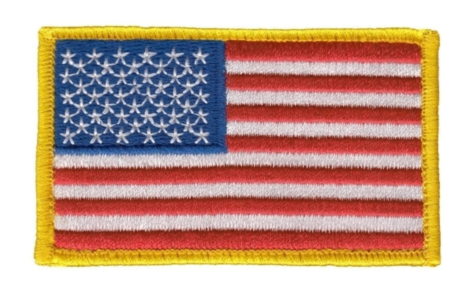 Embroidered Patch, U.S. Flag, Medium Gold