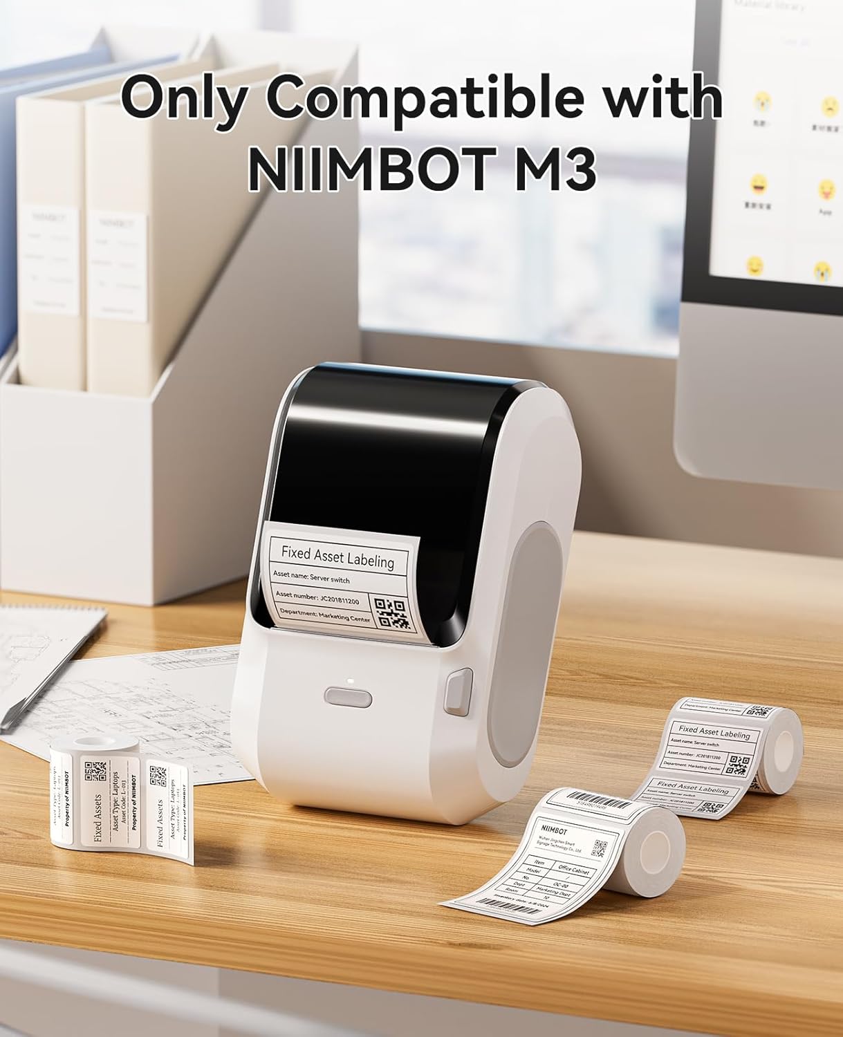 NIIMBOT M3 Thermal Transfer Labels 3.07'×3.94'', Only for M3 Label Maker, Waterproof Oil-Proof, Low and High-Temperature Resistance for Home Office Small Businesses Organization, White - Image 9