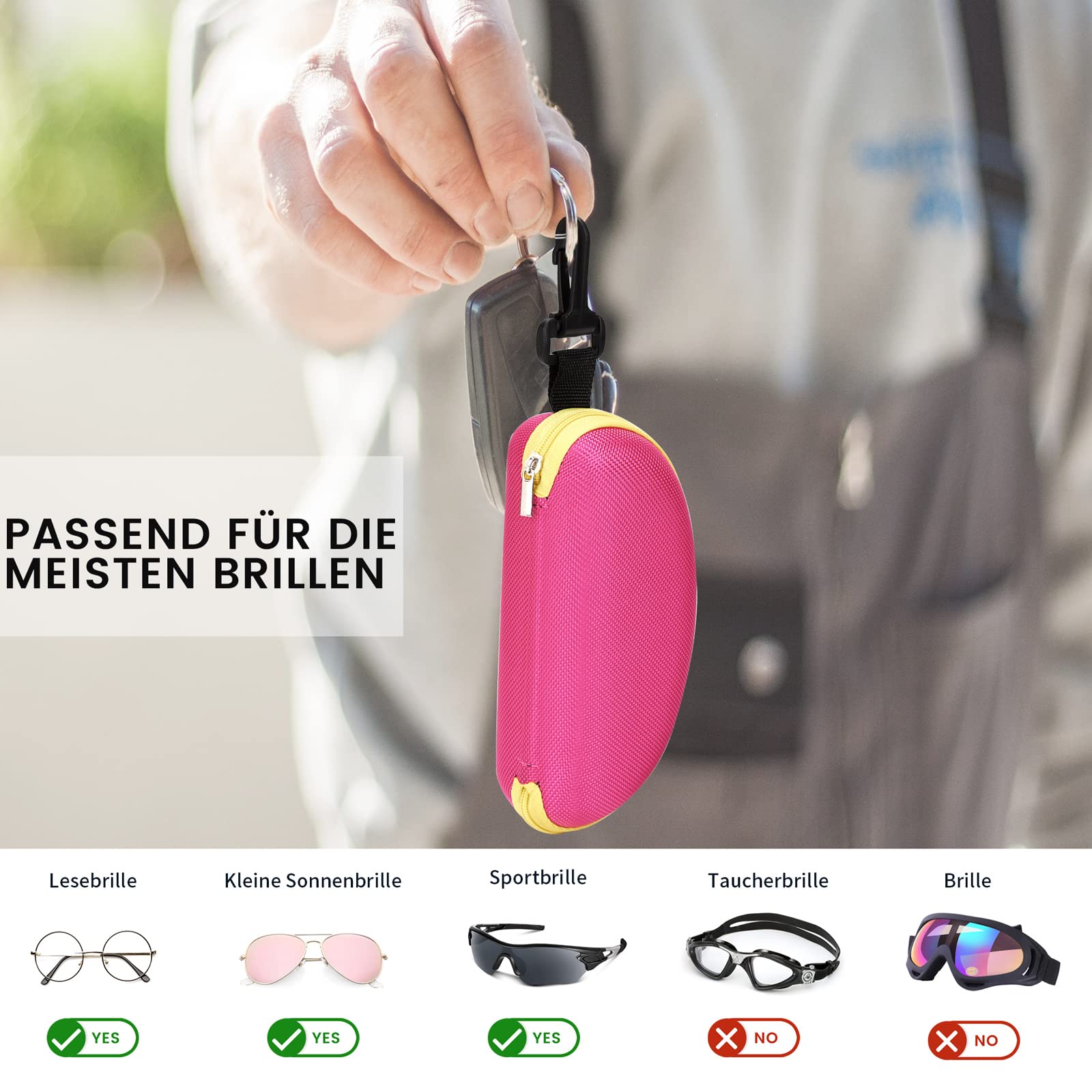 MOLSHINE 3 sztuki przenośny twardy futerał na okulary przeciwsłoneczne, okulary na zamek błyskawiczny etui na okulary z haczykiem dla kobiet mężczyzn sporty podróżne