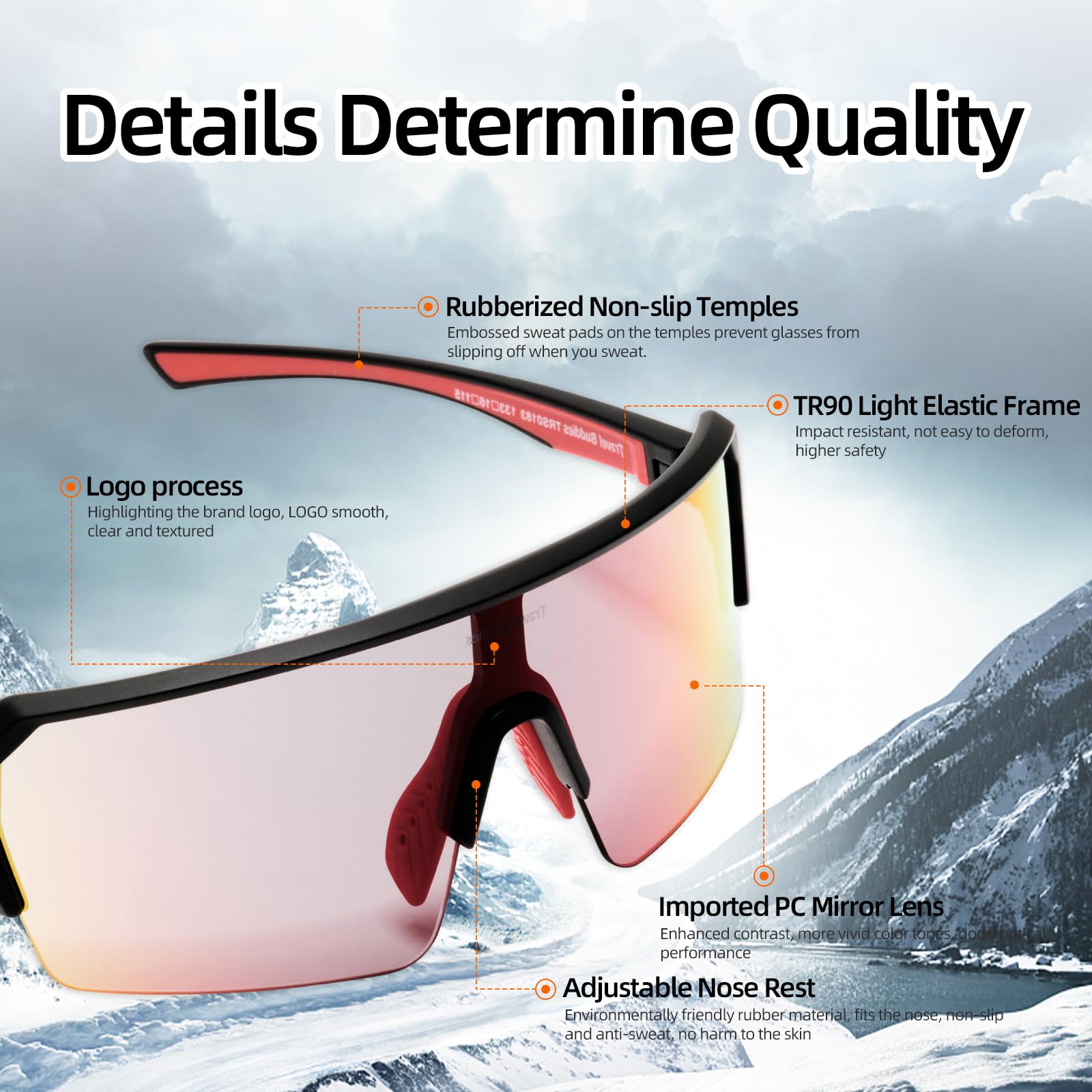 TRAVEL BUDDIES Optical UV400 Sunglasses, Anti Fog Sunglasses, Rectangular Sunglasses, Sport Sunglasses Men & Women, Safety Sunglasses, Ideal For Cycling,Hiking,Baseball,Tennis, Pickleball & Golf