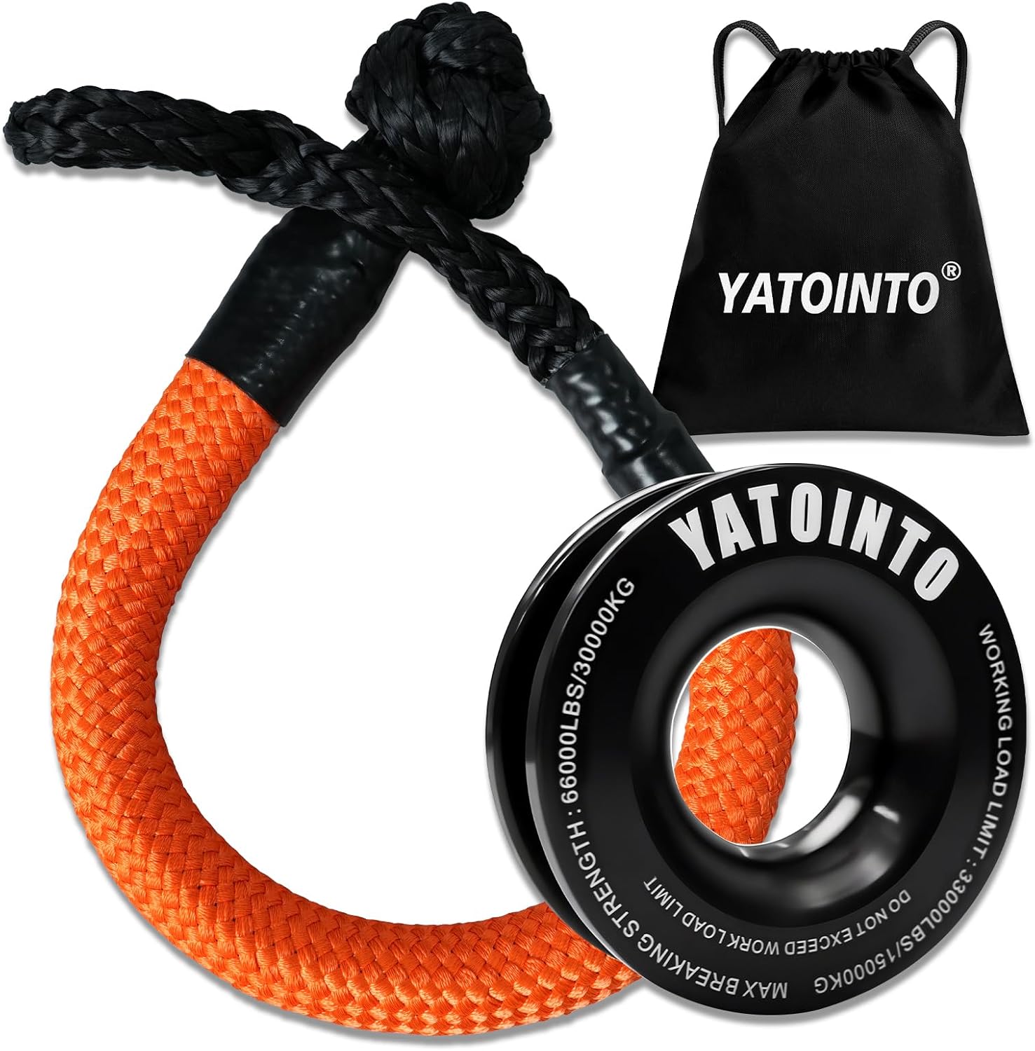 Soft Shackle Recovery Kit, Recovery Snatch Ring with 1 in x 35 in Shackles for Towing Winch Shackles, 66000 Lbs for SUV ATV UTV Off Road Recovery Kit