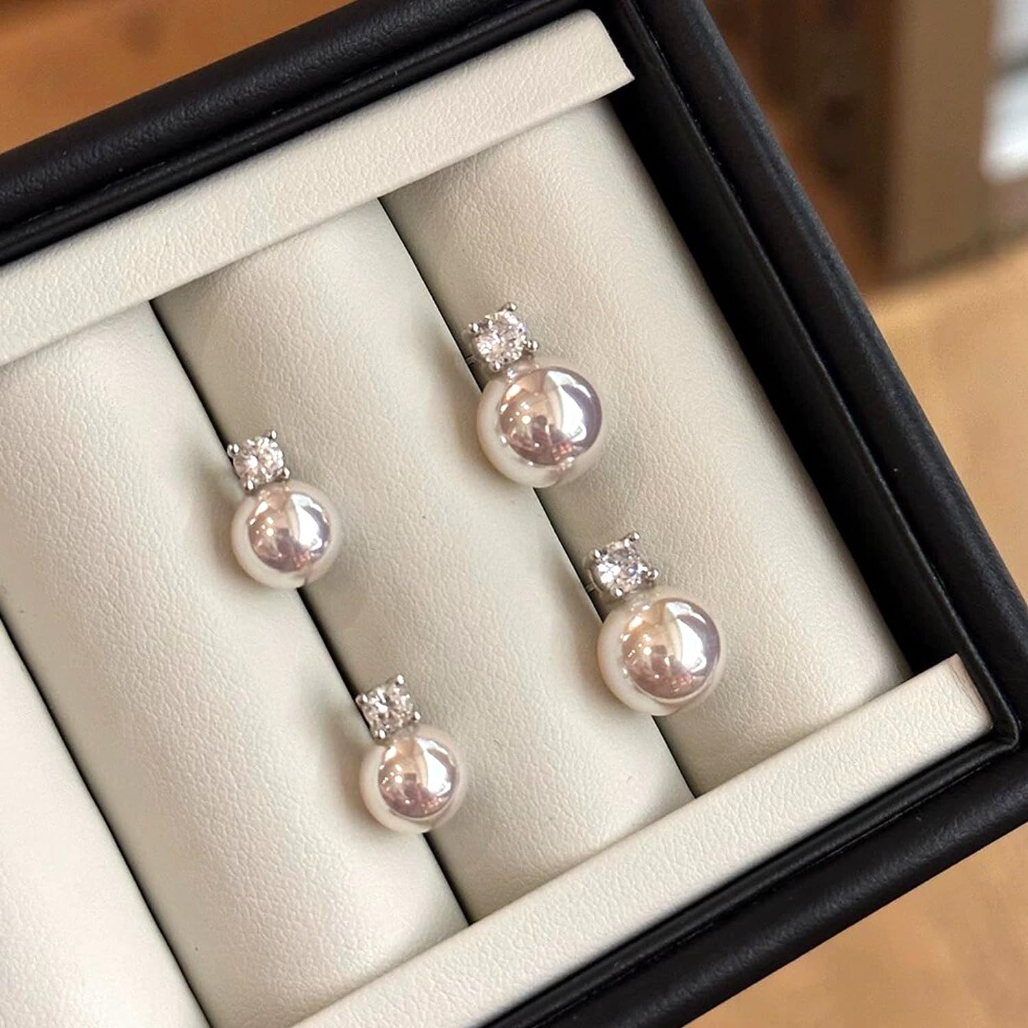Pendientes de Moissanite con Perlas, Diamante de Laboratorio, Plata 925 Baño de Oro Blanco de 18K, Pendientes de Perlas de Agua Dulce, Regalo para Mujer.
