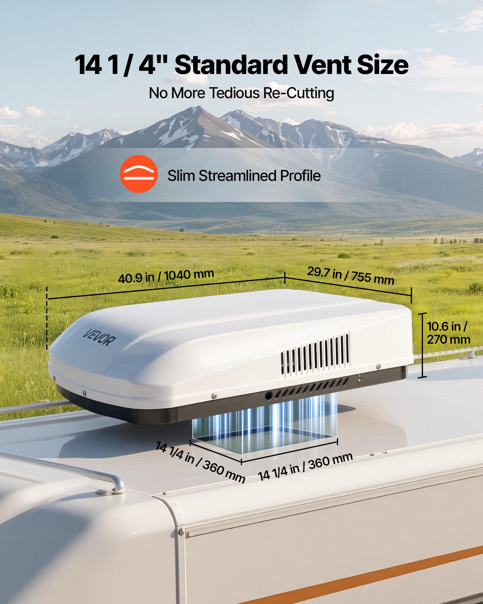 VEVOR Climatiseur de Toit sans Conduit, 3000 W Système Climatisation pour Camping-car et Caravane, 220 V, Mode Refroidissement et Pompe à Chaleur, Unité AC avec Commandes ADB et Télécommande, Blanc