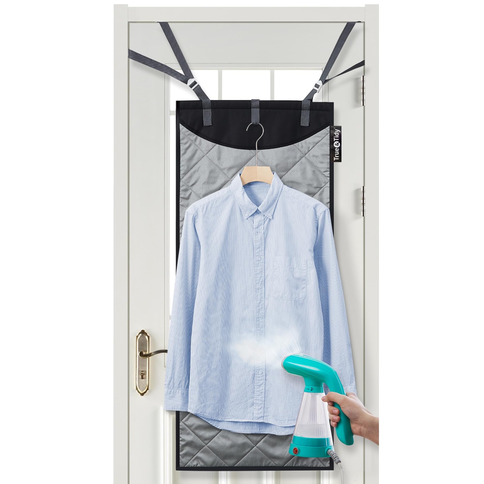 Overdoor Garment Steamer Pad & Handheld Paddle Set - Vertical Steaming, Ironing Blanket, Heat Reflective