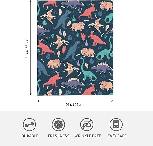 Miniatura 3 de Manta de dinosaurio para mujer, suave manta de forro polar de verano, lavable, manta ligera de viaje para sofá, cama, sillón durante todas las
