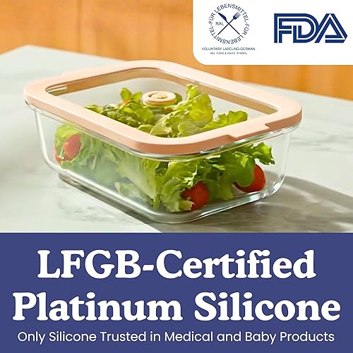 Miniatura 4 de Ziruma - Recipientes de vidrio para almacenamiento de alimentos no tóxicos de 1.5 tazas con tapas - Para avena nocturna, preparación de comidas sin