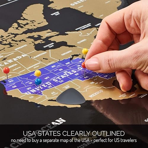Miniatura 2 de Mapa del mundo para raspar – Extra grande – Póster de mapa del mundo fácil de enmarcar – El mejor regalo de mapa del mundo de viaje – Todos los