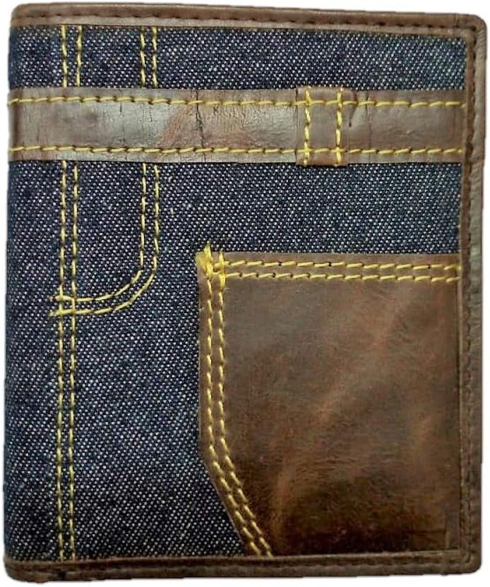 ASPENLEATHER™ Dark Blue Denim Leather Wallet for Men